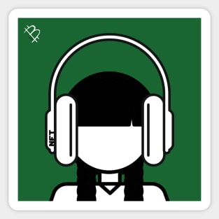 Minimal Gothic Girl Wearing Headphones Sticker